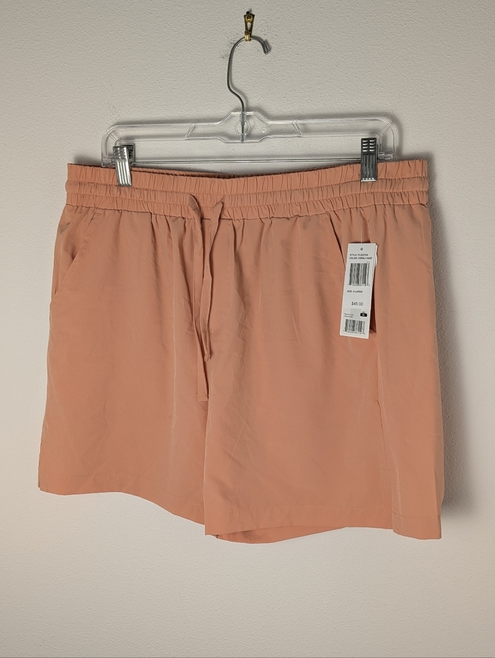 Peace &Pearls Women's Woven High Waist Shorts 5" Inseam Size XL Peach Travel New